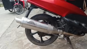 MIO SPORTY EVO POWER PIPE WITH COMPLETE SET OF BRACKET CLAMP SPRING CANISTERELBOBOLT and NUTS