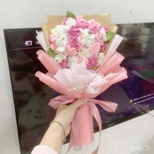 Bó hoa lưu ly bằng len móc tay nhiều màu (Hàng có sẵn)