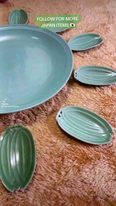 6pcs JAPANESE STONEWARE LEAF-SHAPED PLATES