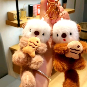 [Ready Stock] Sea Otter Flush Doll Keychain 毛绒海獭钥匙扣