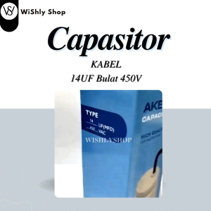 KAPASITOR 14UF 450VAC BULAT KABEL MEREK AKENO