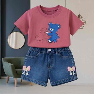 COD Setelan Kaos dan Hotpants jeans Anak perempuan Usia 1-5 Tahun