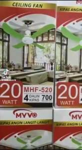 Kipas Angin Gantung langit langit Plafon Helifan 15 Watt 4 Baling MYVO MJ Elektric