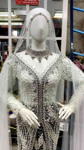 Baju Kebaya Akad Nikah Semata Kaki Full Mutiara