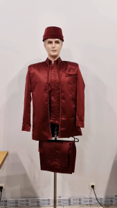 Beskap pengantin pria warna maroon Payet mutiara dan polos