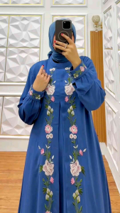 Gamis Bordir Simpel | Bahan Ceruty Premium | Dress Lebaran Terbaru