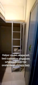 Loft bed customize for helper room singapore /L shape loft bed customize /helper room/store room/bomb shelter/unity