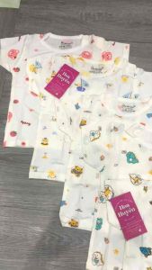 Combo 5 áo cộc tay cài vai cho bé trai bé gái sơ sinh vải thun lạnh Petit mềm mại thoáng mát cho bé 8-15kg | Áo ngắn tay cúc vai cho bé