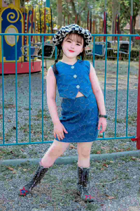 ชุดเซตแฟชั่นเด็กผู้หญิงชุดเซตกระโปรงยีนส์ ราคาเครื่องมือที่เหมาะสม สำหรับเด็ก ผู้หญิง