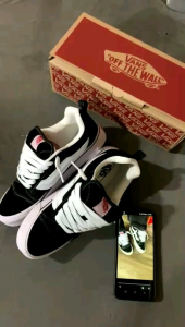 sepatu Sepatu Sneakers Gemuk Knu Skool Black AND WHITE Seakers For Men and Women Casual Pria Hitam