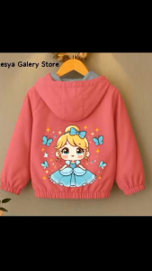 Jaket Hoodie Anak Perempuan Kekinian Bergambar Cinderella Dari Usia 1-12 Tahun