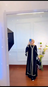 SinggalangFashion-COD//Gamis Abaya Turkey/ Abaya Arab Hitam Jersey Mix Ceruti Model 253 Terbaru