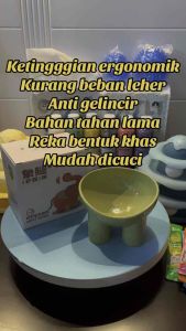 P64 Pet Cat bowl anti-tip anti choke anti flip reduce neck burden bowl kucing anjing food bowl