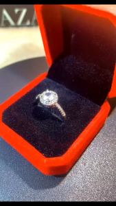 H46 {มีใบเซอร์ GRA รับรอง} แหวนเพชรโมอีส 1 กะรัต เรียบหรู ปรับไซส์แหวนได้ ของขวัญวันเกิดครบรอบ