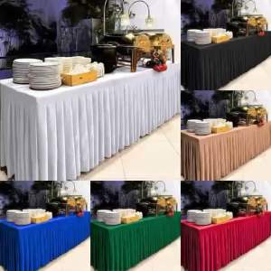 KATRINA PLEATED TABLE CLOTH Skirting Style Banquet Catering Buffet Table FoldingTableCloth