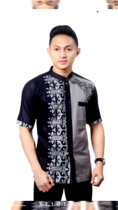 Kemeja Koko Lengan Pendek Pria Dewasa Motif Kombinasi Bordir Bahan Katun Premium