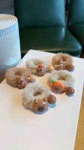 Chun Cột Tóc Dây Buộc Tóc Bông Charm Capybara Tone Nâu Cute