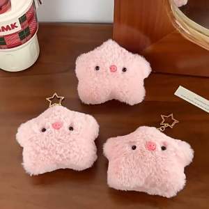 Móc Khoá Ngôi Sao Heo Hồng Vải Bông Cute