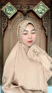 Mukena Terusan Dewasa Bordir Kain Katun Grade A & Lajuran