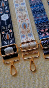 CT 38 - TALI TAS POLYKATUN/MOTIF PRINT UK LEBAR 38 CANTOLAN EMAS BENTUK SEGI