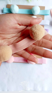 Bando Anak Pompom Bandana Bayi Perempuan Bandana Anak Bayi Baru Lahir Usia 0-3 Tahun Bando Bayi Lucu