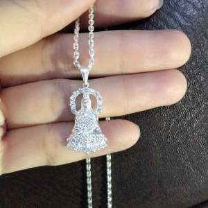 Mặt dây chuyền bạc quan âm Bồ tát đính đá ( không dây)