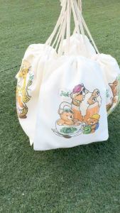Pouch Bag Asian Heritage Food Cultural Cute Comic Drawing Design Concept (2 Side Print Canvas Bag)