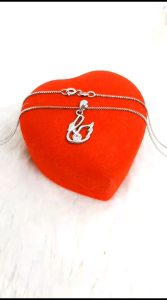 Kalung Itali + Liontin Swan Mata Satu Perak Asli 925