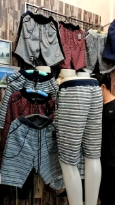 Celana Pendek Pria dan Wanita Dewasa Santai Bebyteri Salur Premium Adem Terbaru Pinggang Rib