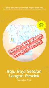 Baju Setelan Bayi Newborn Bordir Warna Full Print Lengan Pendek BIS
