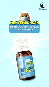 Olive Care Vitamin Obat Kucing Sakit Flu & Pilek BLUE TREE Cold & Flu Hidung Tersumbat Bersin Mata Berair Basmi Bakteri dan Virus Tingkatkan Imunitas Kucing