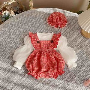 (3-12kg) Sét Body Yếm Rời Caro Đỏ NHÍM XÙ KIDS Cho Bé Gái Sơ Sinh Đầy Tháng Thôi Nôi Sinh Nhật B079