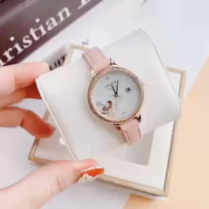 ĐỒNG HỒ NỮ CHÍNH HÃNG Citizen EW2448-01W Eco Drive Minnie Mouse Limited Edition Pink Leather Rose Gold