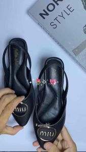 Futto.chic sepatu flat mules wanita cantik slip-on tali karet pita Dm05