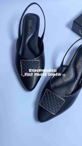 Futto.chic sepatu flat mules wanita cantik slip-on tali karet pita Dm10