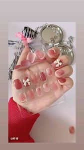 24 PCS Kuku Palsu Dan Lem /Fake Nail Art 3d /Stiker Kuku Tahan Air Dengan Box