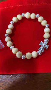 Vòng dâu tằm mic bi bạc cây thánh giá bạc s925 cho bé bình an ngủ ngon giấc