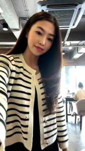 Lalisa Cardigan Knit Outer Cardy Strip Rajut Premium Lengan Panjang