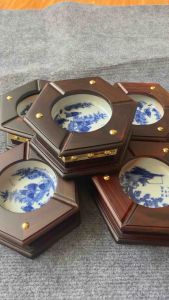 Gạt tàn gỗ Trắc lõi gốm sứ hàng loại kỹ bền đẹp