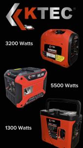KTec Inverter Gasoline Generator 3200W G3200i ELECTRIC & Manual Start / Cooper Motor / Noise Reduced