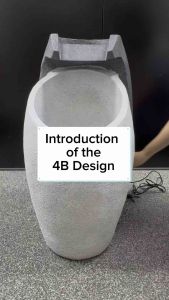 Luxury Resin Floor Fountain Indoor-Outdoor with Multi-Level Water Flow Elegant Zen Type White LED