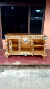 Bufet ukir motif bulan kayu jati