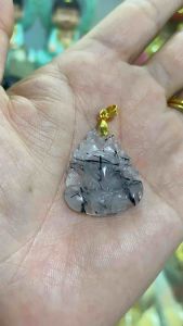 Mặt dây chuyền hồ ly chúa 9 đuôi đá thạch anh tóc đen thiên nhiên mệnh Thuỷ Mộc mã KS01 may mắn tình duyên