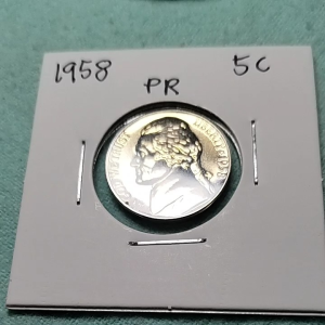 1958 Proof Jefferson Nickel Coin Portrait of Thomas Jefferson In God We Trust Collectible Home Decor Artifact (PRELOVED)