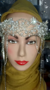 Headpiece BANDANA Wedding Mutiara Juntai Viral