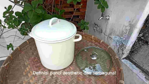 Panci Stockpot Putih 9 Liter 24 cm Enamel Tutup kaca dan Enamel.