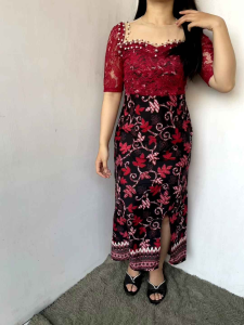 Pakaian Wisuda Dress Bodycon Brukat Kombi Batik Paya Mewah Dress Cantik Premium Long Dress Pesta Elegant Gaun Kondangan Dan Natalan