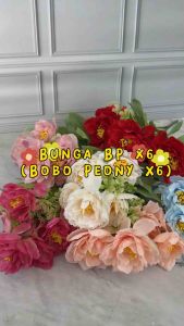 [BP X6] BUNGA PALSU BOBO PEONY 1 TANGKAI BERCABANG 6 DALAM ADA PUTIK KUNING ARTIFICIAL FLOWER BUNGA HIAS HAND BOUQUET BUNGA TANGAN PENGANTIN HIASAN RANUNCULUS PEONY MEKAR BUNGA RUMBAI
