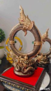 บ่วงพญานาคราช ฐานพญานาคบันดาลทรัพย์ มวลสารแร่เหล็กน้ำพี้ แถมฟรี ฐานรององค์พระ