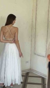 Jelly Dressing D003 white cloud เดรสยาส แขนกุด ผูกหลัง สีขาว